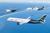 Illustrasjon av tre Airbus fly som flyr i formasjon